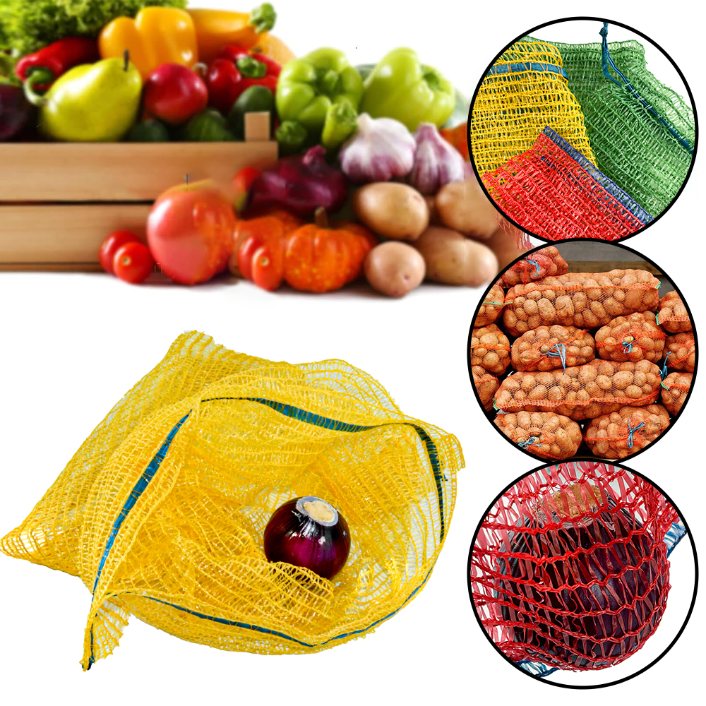 PE Vegetables Mesh Bag Onion Mesh Bag With Drawstring