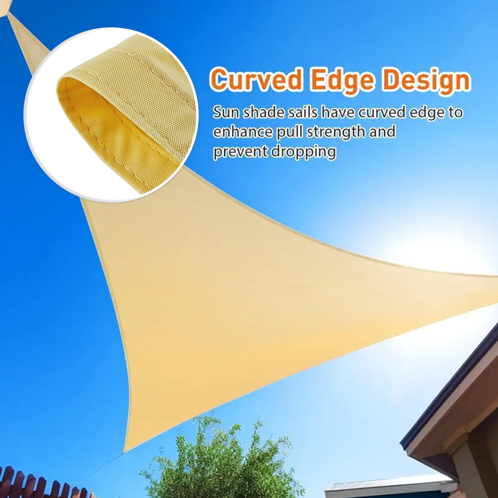 Polyester Yellow Sun Shade Sail with D-ring for Patios Backyard
