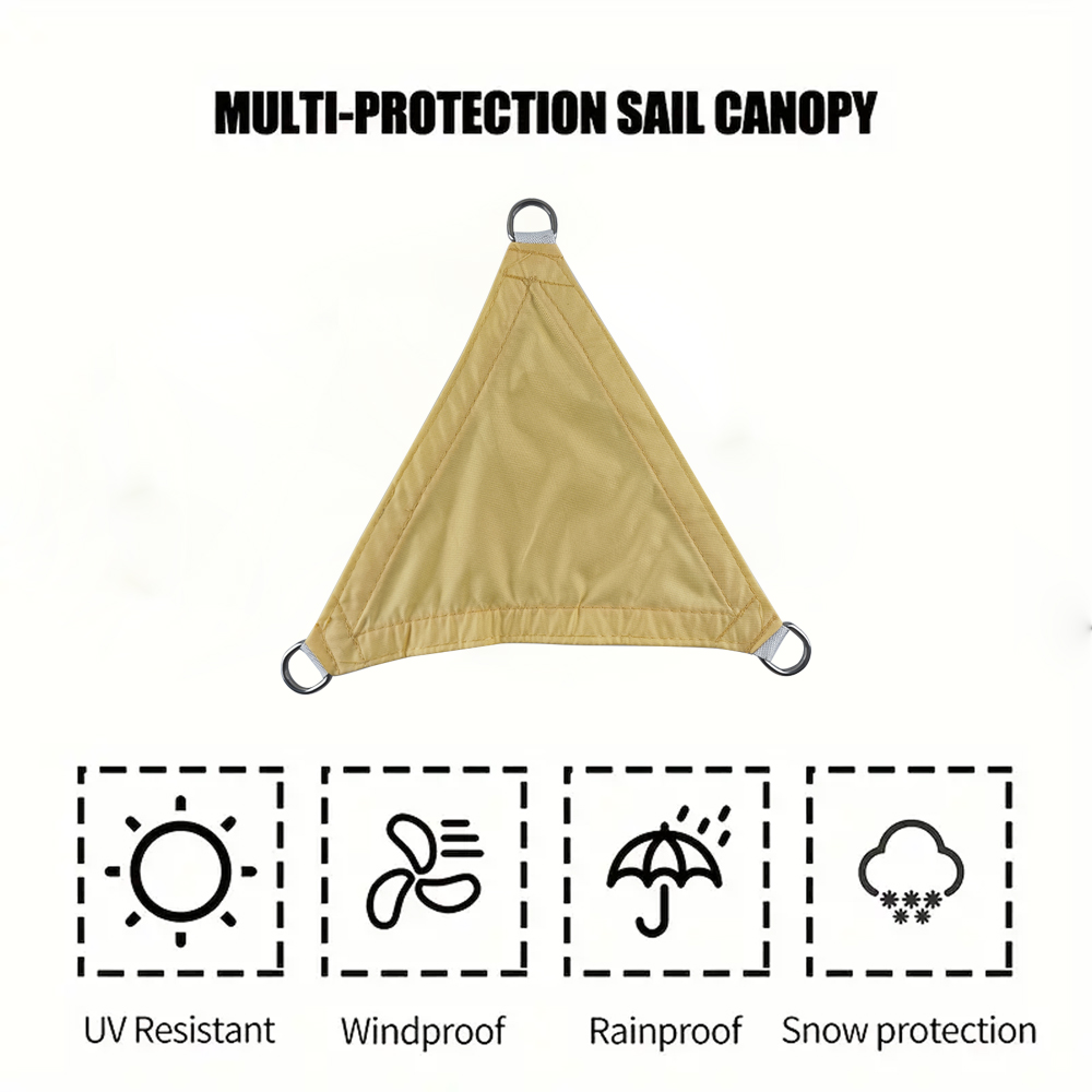Polyester Yellow Sun Shade Sail with D-ring for Patios Backyard