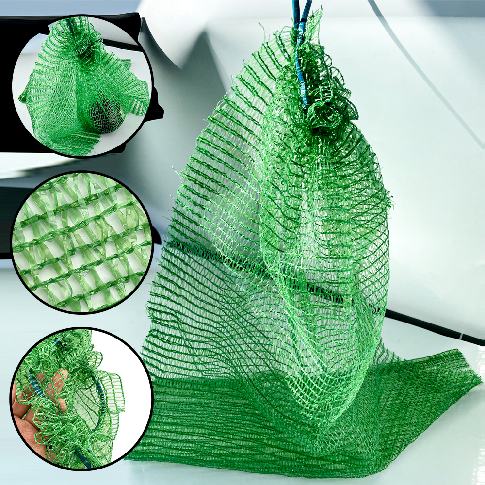 PE Vegetables Mesh Bag Onion Mesh Bag With Drawstring
